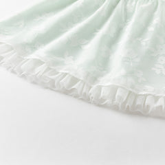 Dave&Bella Girls Summer Charming Green Mesh Bubble Sleeve Princess Dress