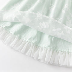 Dave&Bella Girls Summer Charming Green Mesh Bubble Sleeve Princess Dress