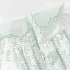 Dave&Bella Girls Summer Charming Green Mesh Bubble Sleeve Princess Dress
