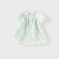 Dave&Bella Girls Summer Charming Green Mesh Bubble Sleeve Princess Dress