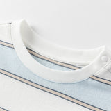 Dave&Bella Toddler Boys Summer Stylish Blue White Striped Cotton Comfortable T-shirts
