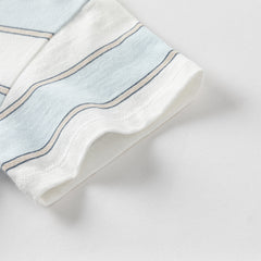 Dave&Bella Toddler Boys Summer Stylish Blue White Striped Cotton Comfortable T-shirts