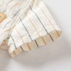 Dave&Bella Boys Summer Apricot Striped T-shirt Short Pant Set