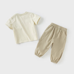 Dave&Bella Kids Boys Summer Light Grey Green Casual T-shirt Pant Sets