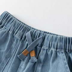 Dave&Bella Toddler Boys Summer Denim Blue Loose Jean Shorts