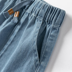 Dave&Bella Toddler Boys Summer Denim Blue Loose Jean Shorts