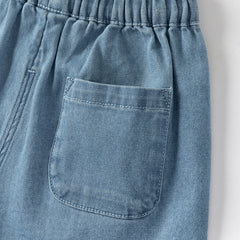Dave&Bella Toddler Boys Summer Denim Blue Loose Jean Shorts