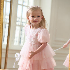 Dave&Bella Girls Summer Pink Mesh Princess Cake Dress