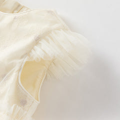 Dave&Bella Girls Summer Light Yellow Mesh Princess Dress