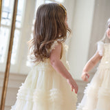 Dave&Bella Toddler Girls Summer Light Yellow Mesh Princess Dress