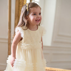 Dave&Bella Girls Summer Light Yellow Mesh Princess Dress