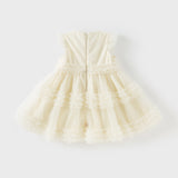 Dave&Bella Toddler Girls Summer Light Yellow Mesh Princess Dress