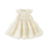 Dave&Bella Toddler Girls Summer Light Yellow Mesh Princess Dress