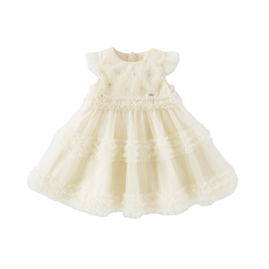 Dave&Bella Girls Summer Light Yellow Mesh Princess Dress
