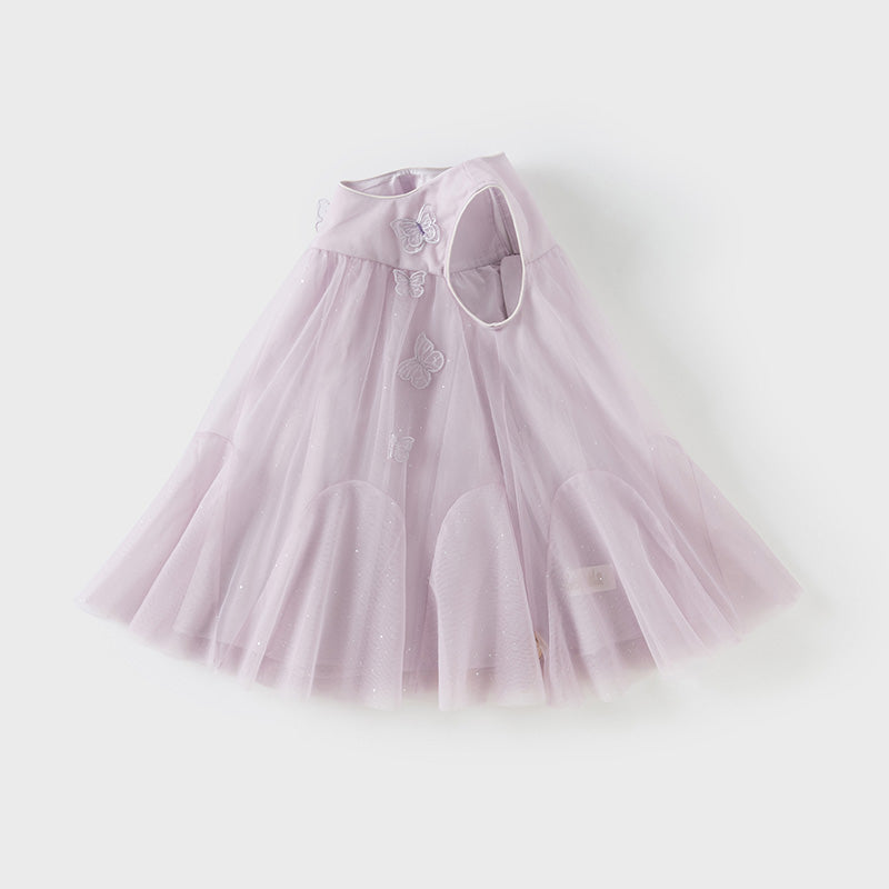 Dave&Bella Toddler Girls Summer Purple  Butterfly Mesh Sleeveless Party Dress