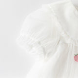 Dave&Bella Toddler Girls Summer Beige Bubble Sleeve Mesh Birthday Dress (wallet bag)