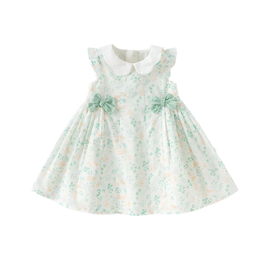 Dave&Bella Girls Summer Cotton Leaf Print Sleeveless Dress