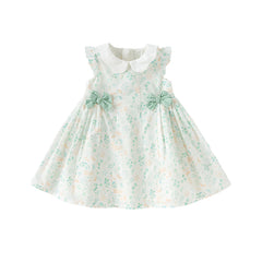 Dave&Bella Girls Summer Cotton Leaf Print Sleeveless Dress