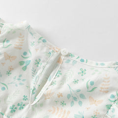 Dave&Bella Girls Summer Cotton Leaf Print Flutter Sleeve T-shirt Short Pant Set
