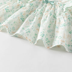 Dave&Bella Girls Summer Cotton Leaf Print Flutter Sleeve T-shirt Short Pant Set