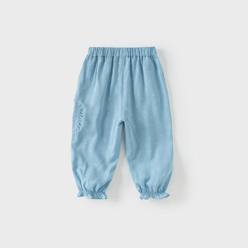 Dave&Bella Toddler Girls Summer Blue Dot Loose Mosquito Proof Pants