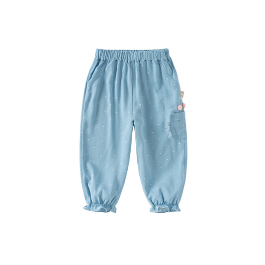 Dave&Bella Toddler Girls Summer Blue Dot Loose Mosquito Proof Pants