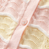 Dave&Bella Kids Girls Summer Adorable Yellow Pink Striped Comfortable Cotton Cardigans