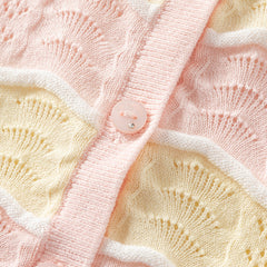 Dave&Bella Kids Girls Summer Adorable Yellow Pink Striped Comfortable Cotton Cardigans