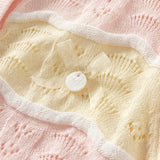 Dave&Bella Kids Girls Summer Adorable Yellow Pink Striped Comfortable Cotton Cardigans