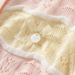 Dave&Bella Kids Girls Summer Adorable Yellow Pink Striped Comfortable Cotton Cardigans