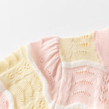 Dave&Bella Kids Girls Summer Adorable Yellow Pink Striped Comfortable Cotton Cardigans