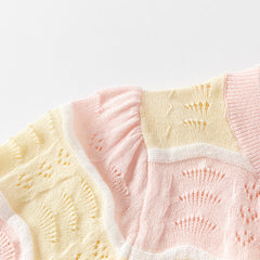 Dave&Bella Kids Girls Summer Adorable Yellow Pink Striped Comfortable Cotton Cardigans