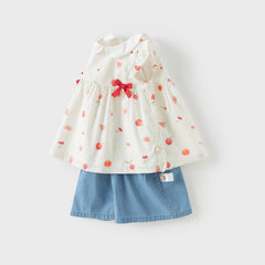 Dave&Bella Girls Summer Cotton Fruit Print T-shirt Short Pant Set