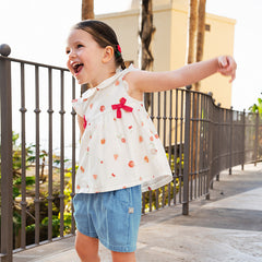 Dave&Bella Girls Summer Cotton Fruit Print T-shirt Short Pant Set