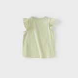 Dave&Bella Toddler Girls Summer Grey Purple/Green Sleeveless Versatile T-shirts
