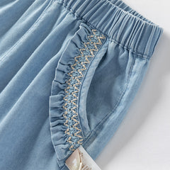 Dave&Bella Girls Summer Denim Blue Jeans Pants