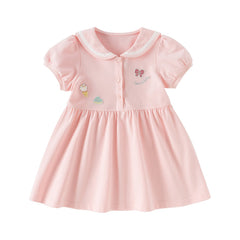 Dave&Bella Girls Summer Navy Collar Pink Sweet Princess A-line Dress