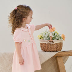 Dave&Bella Girls Summer Navy Collar Pink Sweet Princess A-line Dress