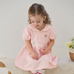 Dave&Bella Girls Summer Navy Collar Pink Sweet Princess A-line Dress