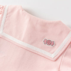 Dave&Bella Girls Summer Navy Collar Pink Sweet Princess A-line Dress