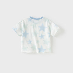 Dave&Bella Toddler Boys Summer Light Purple/Blue Stylish Breathable T-shirt Tops