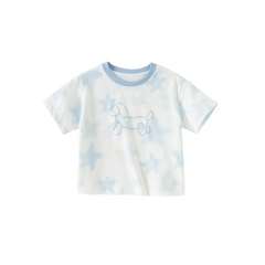 Dave&Bella Toddler Boys Summer Light Purple/Blue Stylish Breathable T-shirt Tops