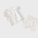 Dave&Bella Toddler Girls Summer Sweet Pink Print Sleepwear Soft Pajamas