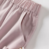 Dave&Bella Toddler Girls Summer Cute Grey Pink Loose Drawstring Pants