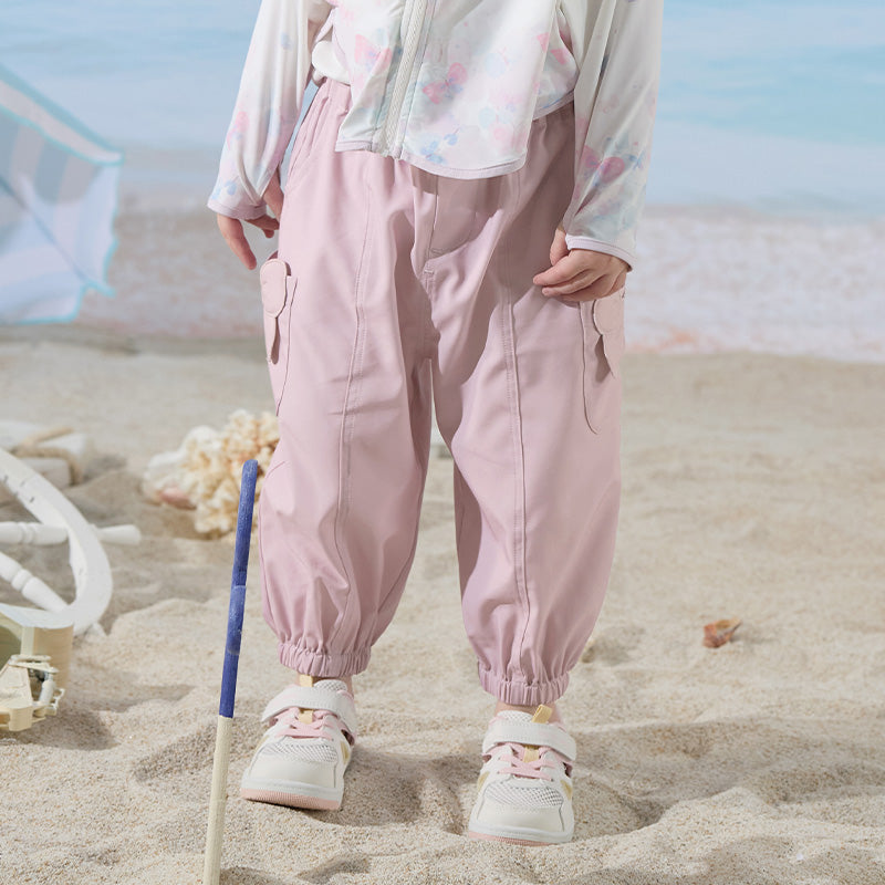 Dave&Bella Toddler Girls Summer Cute Grey Pink Loose Drawstring Pants