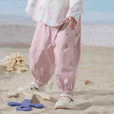 Dave&Bella Toddler Girls Summer Cute Grey Pink Loose Drawstring Pants