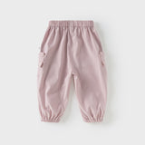 Dave&Bella Toddler Girls Summer Cute Grey Pink Loose Drawstring Pants