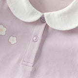 Dave&Bella Toddler Girls Summer Cotton Purple Sweet Polo T-shirts