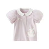 Dave&Bella Toddler Girls Summer Cotton Purple Sweet Polo T-shirts