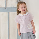Dave&Bella Toddler Girls Summer Cotton Purple Sweet Polo T-shirts